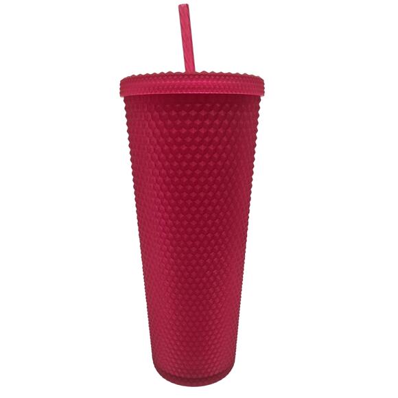 Starbucks 2023 Spring Neon Hot Ruby Pink Jelly Studded Venti 24 OZ Tumbler New - Picture 2 of 7